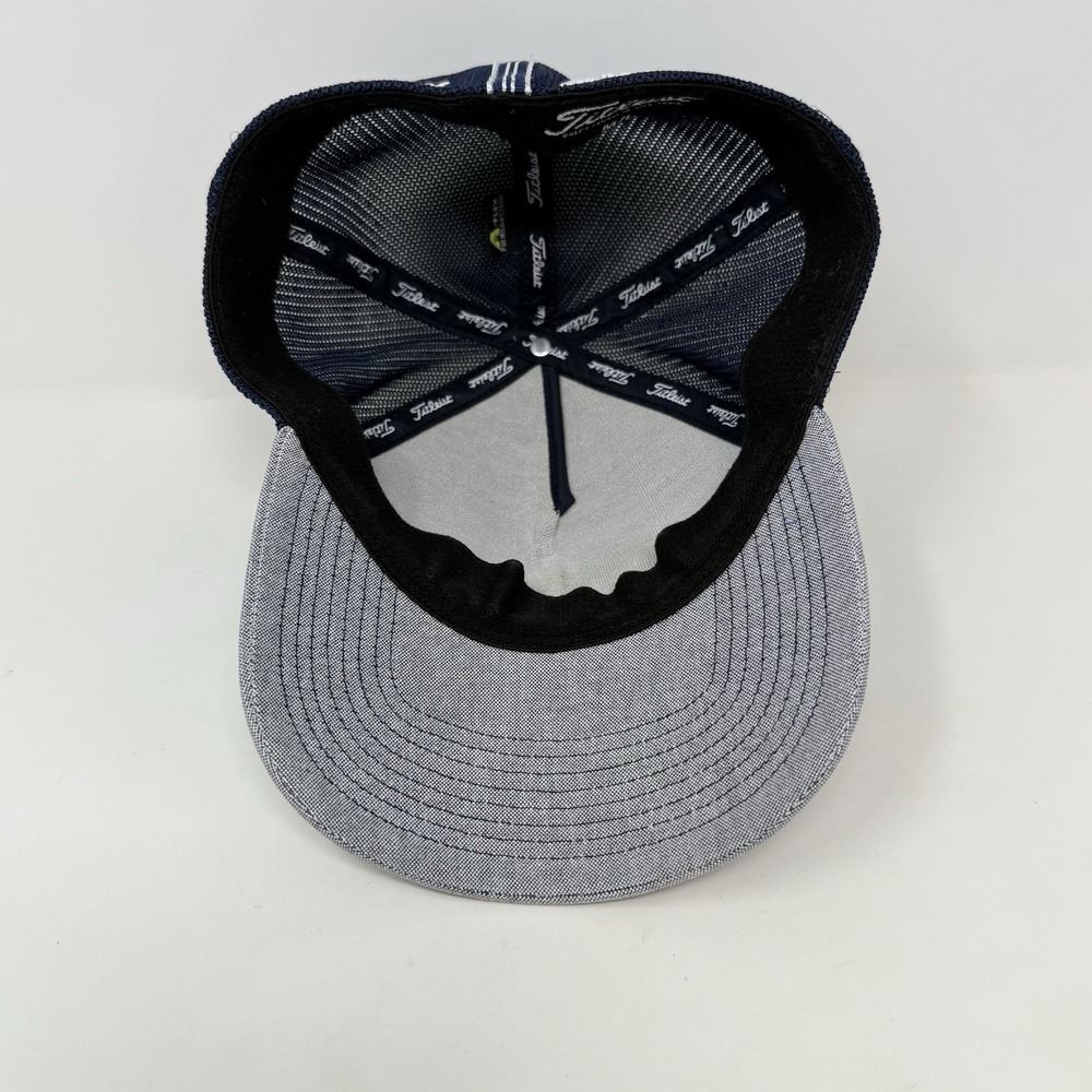 Titleist Small Offset Logo Red Sky Golf Tour Hat Mesh Flex Fitted Cap M/L Blue - Picture 10 of 13